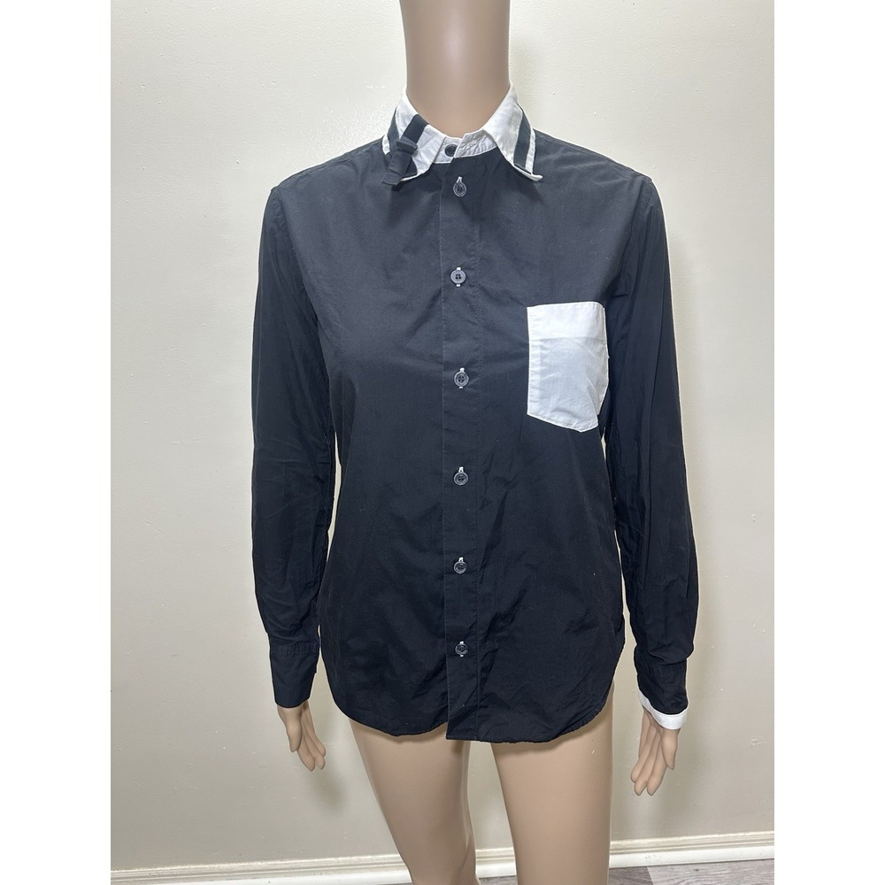 Adidas‎ Y-3 Yohji Yamamoto Black Shirt Button Down Women's Designer Minimal